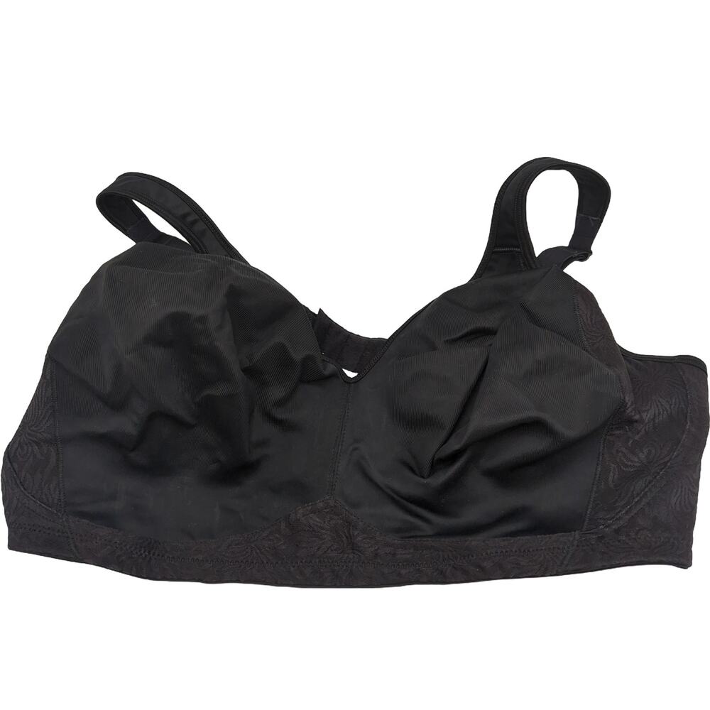 Playtex 46DD Black Full Coverage Bra Adjustable Straps